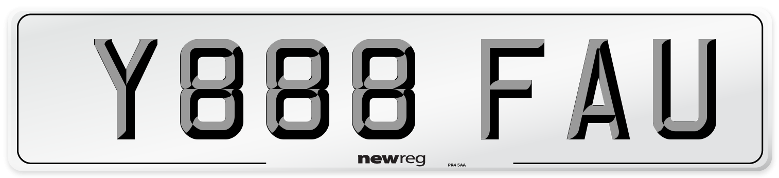 Y888 FAU Number Plate from New Reg